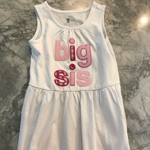 New - “Big Sis” white dress size 4/5